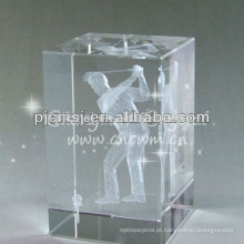 Presentes de cristal da gravura do laser do cubo 3D para o lembrança dos favores do golfe